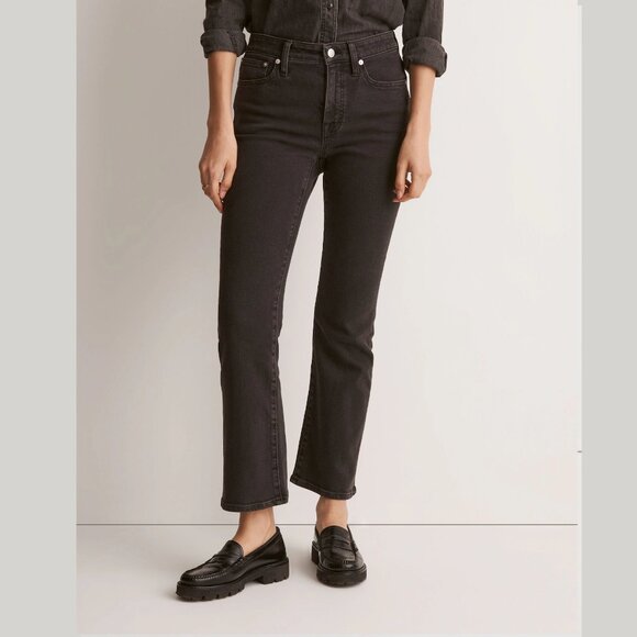 Madewell Denim - Madewell Tall Kick Out Crop Flare Magic Pockets Jeans Pant Starkey Wash Dark 26T